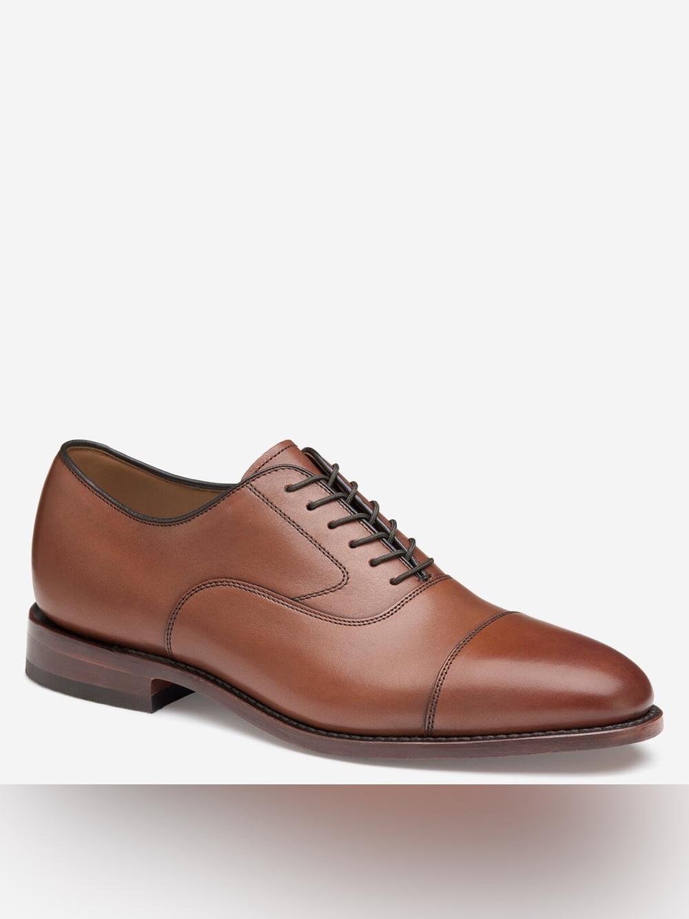 Johnston & Murphy Brown Calfskin Leather Melton Cap Toe Dress Shoes 10-1/2